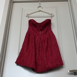 Dasher Strapless Red Tweed Minidress